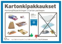 Jätetilajuliste, kartonki, suomi, ruotsi, englanti