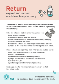 Return expired and unused medicines to a pharmacy