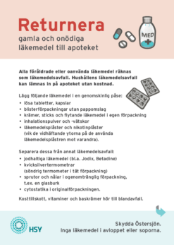 Returnera läkemedel och kvicksilvertermometrar till apotek