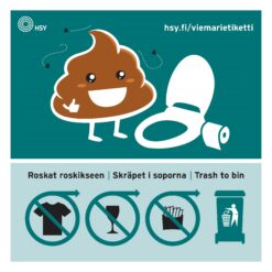 Siirrettävän WCn pyttyetiketti